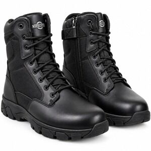 Interceptor Litefast Tactical Boots Mens 9.5 Black Leather Side Zip Duty Work